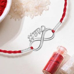 Zavya Classic Bro Infinity Rhodium-Plated Sterling Silver Thread Rakhi for Him-image-4
