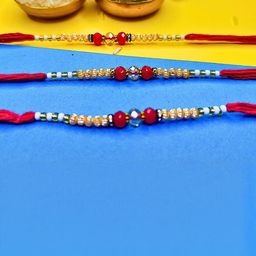 Anouk Set Of 3 Beaded Cotton Thread with AD Stones Rakhi image 3
