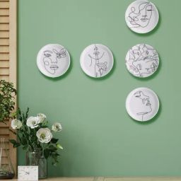 Nestroots Hidden Harmony Black & White Porcelain Decorative Wall Plate-40