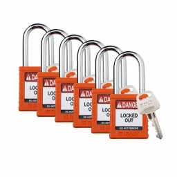 BRADY Padlock with 6 Keys Nylon Orange, 793EC4 (Set of 6 Pcs)-picture-31