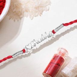 Zavya Elegant Bhabhi with Heart Charm Rhodium-Plated Thread Rakhi for Her-image-18