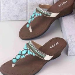 Mochi Women's Brown T-Strap Wedges-image-44