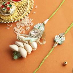 Aapno Rajasthan Floral Seashell Bhaiya Bhabhi Rakhi Set-image-73