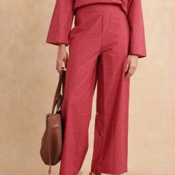 RAREISM Red Cotton Printed Trousers-image-33