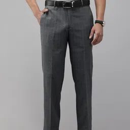 Park Avenue Men Checked Formal Trousers-image-31