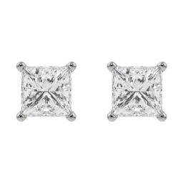 Emori 14k White Gold & Diamond 1 CT Timeless Princess Solitaire Stud Earrings-image-49