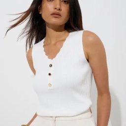 Wardrobe by Westside Ivory Ribbed-Textured Top-image-48