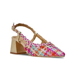 Saint G Printed Leather Block Sandals with Buckles-37