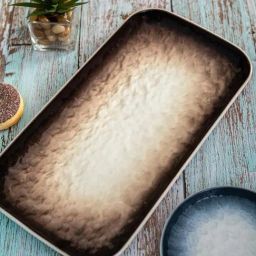 White Gold White & Brown Porcelain Rectangle Serving Platter-1