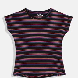 METRO KIDS COMPANY Black & Orange Striped Extended Sleeves Top-image-57