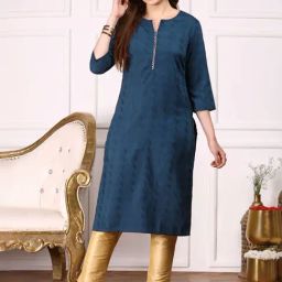 Ishin Navy Cotton Printed Straight Kurta-image-18