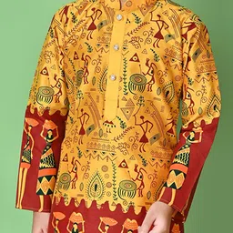 NFC CREATION Boys Printed Regular Dupion Silk Kurta with Pyjamas image 2