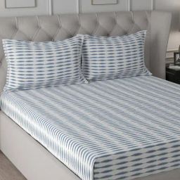 Maspar Backyard Patio Blue Cotton Printed 144 TC Double Bedsheet with 2 Pillow Cover-picture-13