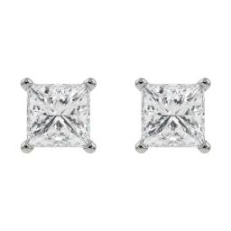 Emori 18k White Gold & Diamond 0.5 CT Timeless Princess Solitaire Stud Earrings-image-40