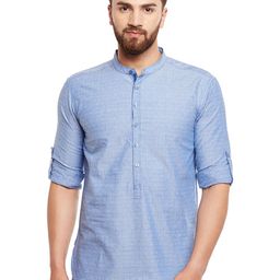 even Men Orange Solid Straight Short Kurta-image-36