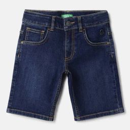 United Colors of Benetton Boys Blue Washed Shorts-image-1