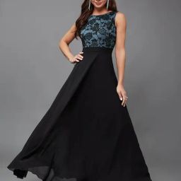 Miss Chase Blue & Black Lace Maxi Dress-picture-46
