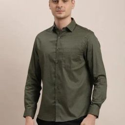 Turtle Dark Green Cotton Slim Fit Printed Shirt-picture-12