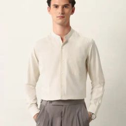 Arrow Beige Cotton Slim Fit Texture Shirt-image-69