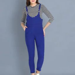 BUYNEWTREND Royal Blue Striped Jumpsuit-image-3
