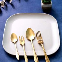 ROXX Golden Stainless Steel Celsia Cutlery Dinner Spoon With Gift Box - Set of 24-image-3