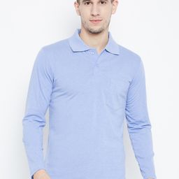 Camey Men Blue Solid Polo Collar T-shirt-image-126