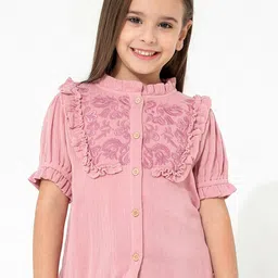 Cherry Crumble Girls Embroidered Puff Sleeve Cotton Shirt Style Top-picture-29