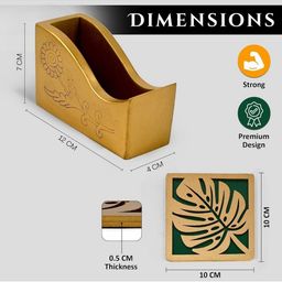 PRAKARTIK 9-Pcs Green & Red Printed Table Placemats&Coasters image 5