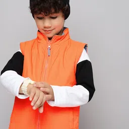 HERE&NOW Boys Orange Solid Reversible Bomber Jacket-image-22