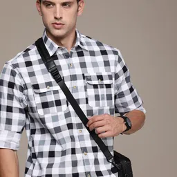 WROGN Pure Cotton Regular Fit Checked Casual Shirt-image-29