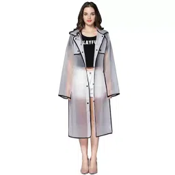 Allextreme Raincoat L Size ‎Ethylene Vinyl Acetate (EVA) Transparent Black With Adjustable Hood for Women, Men, EXM1-BL-L-image-96