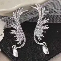 FIMBUL Silver-Plated Rhinestone Studded Classic Ear Cuff Earrings-picture-11