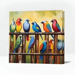 OLIVE TREE Yellow & Blue Birds And Animals Canvas Wall Art-image-12