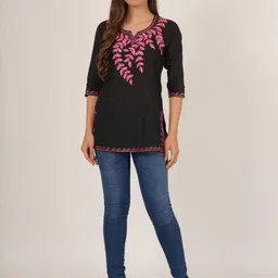 Diktmark Women Cotton Embroidered A-Line Kurta-picture-25