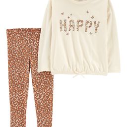 Carter's2 Piece Happy Jersey Tee & Legging Set - White-25