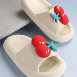 Oh! Pair Teddy Cherry Patch Appliqued Clogs - White-picture-26