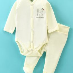 I Bears Cotton Interlock Full Sleeves Bunny Printed Oneise with Bootie Leggings - Light Green-image-16