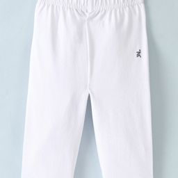 Doreme Single Jersey Knit Three Fourth LengthLeggings Solid Colour -White-image-80