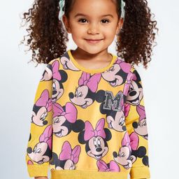 Babyhug Disney 100% Cotton Knit Full Sleeves Sweatshirt with Minnie Mouse Print - Yellow-image-66