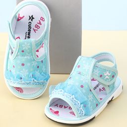 Cute Walk By Babyhug Sandals With Velcro Closure & Mesh Detailing - Aqua Blue-image-59