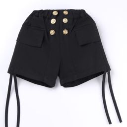 Kookie Kids Knit Mid Thigh Length Solid Shorts - Black-picture-5