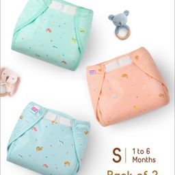 Babyhug Waterproof Both Side Plastic Nappy Small Size Set of 3 - Dolphin Print| Reusable| Easy to Clean and Maintain| Adjustable Velcro Closure-17