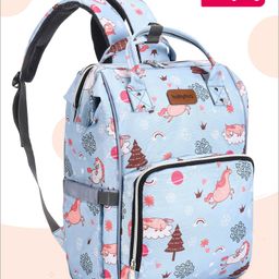 Babyhug Multipurpose Spacious Diaper Backpack Unicorn Print - Light Blue-image-56