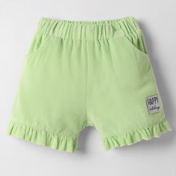 Ollypop Cotton Woven Knee Length Solid Coloured Shorts With Patch Detailing - Light Green-image-65