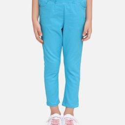 StyleStone Cotton Woven Solid Stretchable Jeggings -Turquoise Blue-picture-40