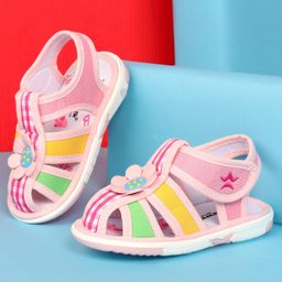 Cute Walk by Babyhug Velcro Closure Sandals With Floral Applique - Pink-picture-33