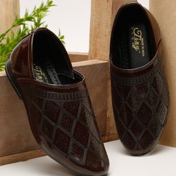 Tiny Bugs Geometric Designed Slip On Mojaris - Brown-picture-26
