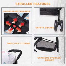 Polka Tots Click Clack Travel System Elephant Printed Stroller And Car Seat  Cream image 2