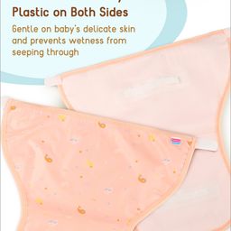 Babyhug Waterproof Both Side Plastic Nappy Small Size Set of 3 - Dolphin Print| Reusable| Easy to Clean and Maintain| Adjustable Velcro Closure image 3