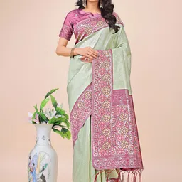 Mitera Floral Woven Design Zari Silk Blend Designer Saree-image-47